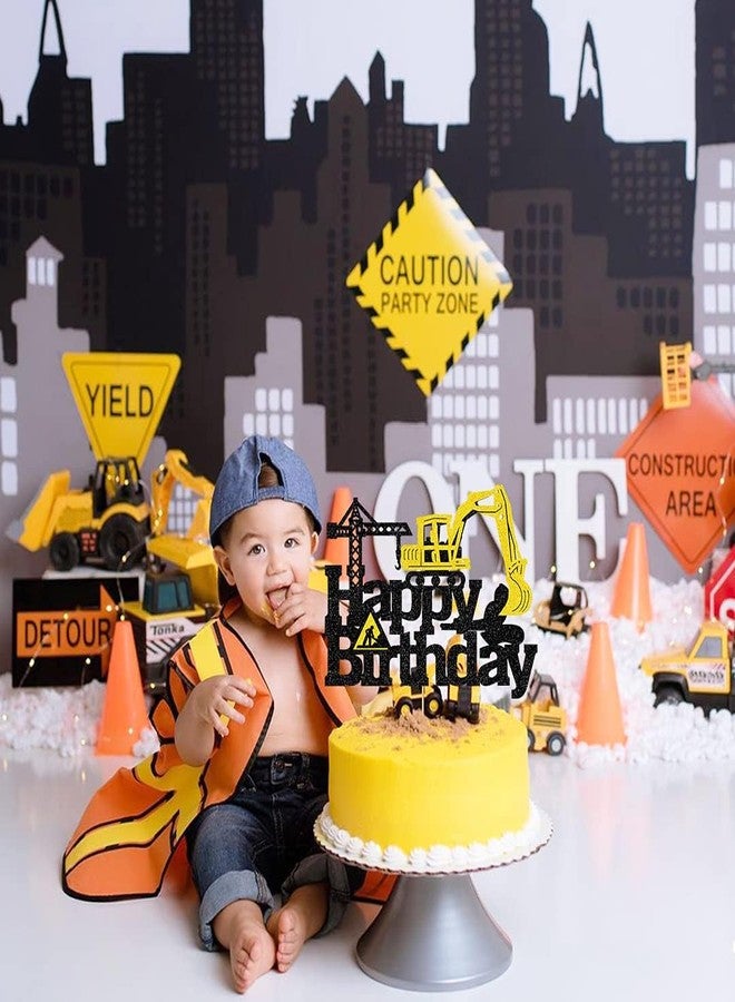 Confetti! Construction Cake Toppers for Construction Birthday Party Supplies Kids Boy Girl Construction Excavator Truck Engineering Themed Happy Birthday Builder Party Supplies Sparkle Decorations - Image 4